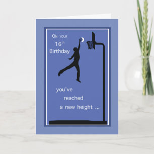 Carte 16e anniversaire garçon Basketball en haut sur le 
