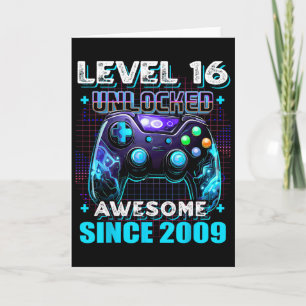 Carte 16e anniversaire Garçon niveau 16 Joueur 16 ans Je