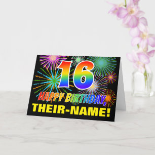 Carte 16e anniversaire : Gras, Amusants, Feu d'artifice,