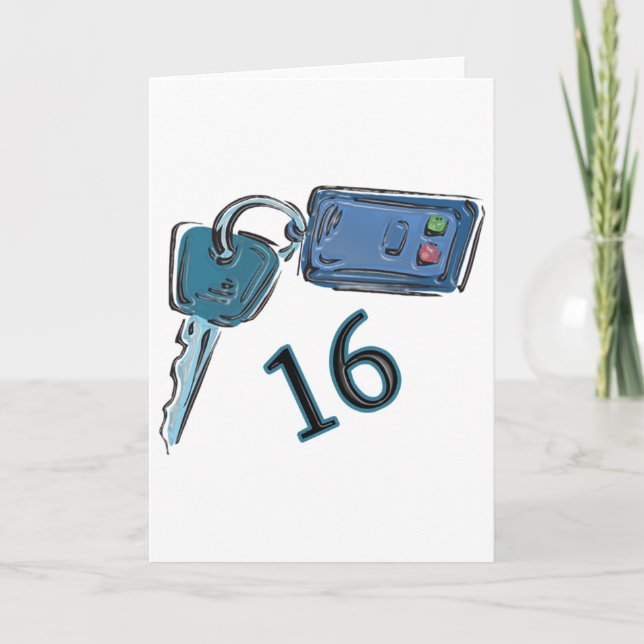 Carte 16e anniversaire Keys cadeaux (Devant)