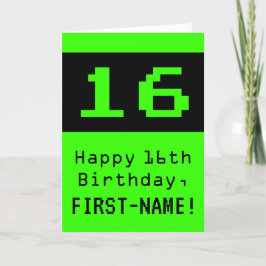 Carte 16e anniversaire : Nerdy / Geeky Style "16" et nom