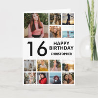 16e anniversaire Photo Collage 13 photos noir blan