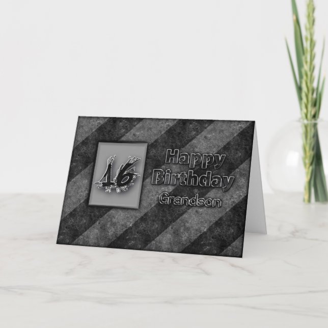 Carte 16ème ANNIVERSAIRE - PETIT-FILS - GRUNGE (Devant)
