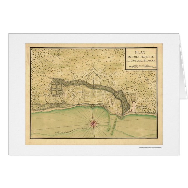 Carte 1721 de fortification de Biloxi Mississippi (Devant horizontal)