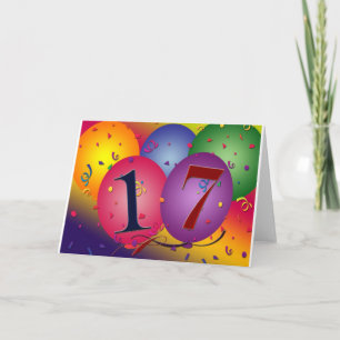 Carte 17 ans !  Ballons d'anniversaire