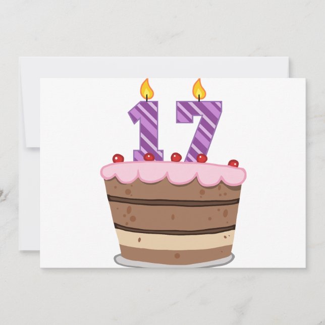 Carte 17 ans sur le gâteau d'anniversaire (Devant)