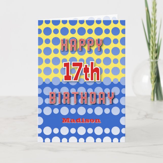 Carte 17e anniversaire ajouter cercles de noms motif (Devant)