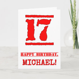 Carte 17e anniversaire : Amusant, Timbre en caoutchouc r