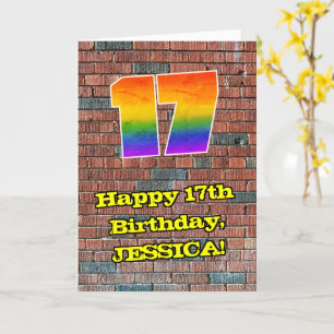Carte 17e anniversaire : Arc-en-ciel amusant inspiré par