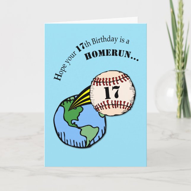 Carte 17e Anniversaire Baseball Home Run (Devant)