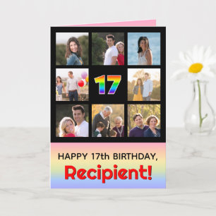 Carte 17e Anniversaire : Numéro Arc-en-Ciel Amusant, Pho