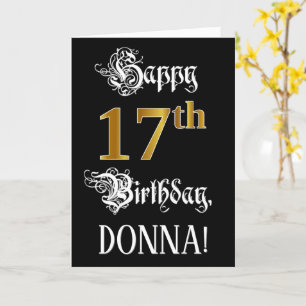 Carte 17e anniversaire — Script fantaisie; Faux Gold Loo