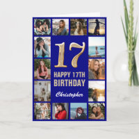 17e Joyeux anniversaire Marine Blue & Gold Photo C