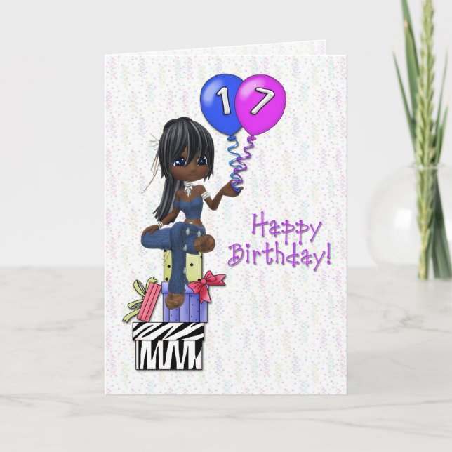 Carte 17ème anniversaire fille (Devant)