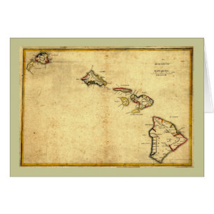 Carte 1837 - îles d'Hawaï de cru hawaïennes