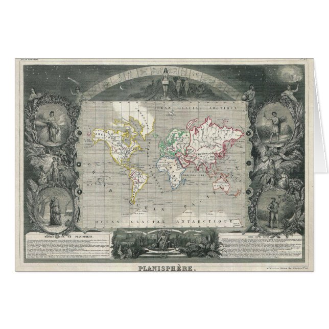 Carte 1847 de Victor Levasseur de Planisphere du (Devant horizontal)