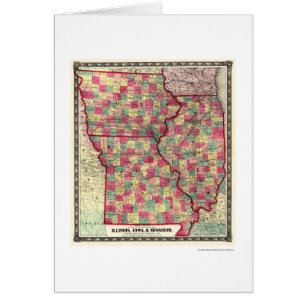 Carte 1859 de chemin de fer de l'Illinois Iowa