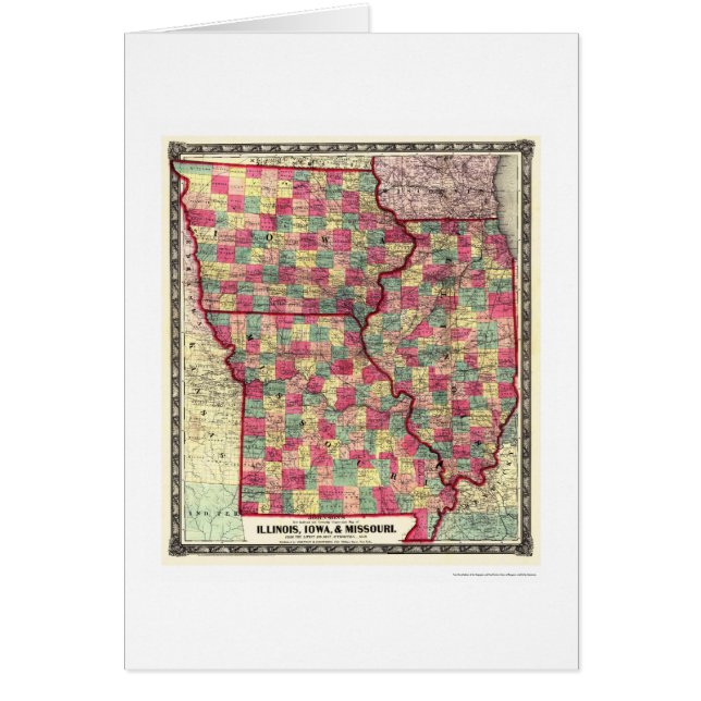 Carte 1859 de chemin de fer de l'Illinois Iowa (Devant)