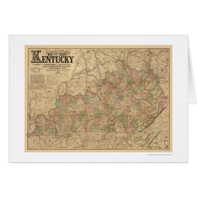 Carte 1863 de chemin de fer du Kentucky (Devant horizontal)