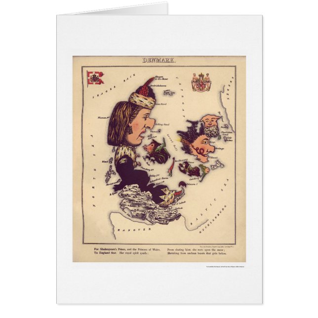 Carte 1868 de caricature du Danemark (Devant)