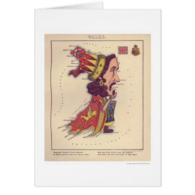Carte 1868 de caricature du Pays de Galles (Devant)
