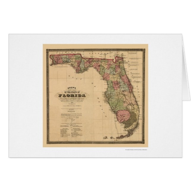Carte 1874 de chemin de fer de la Floride (Devant horizontal)