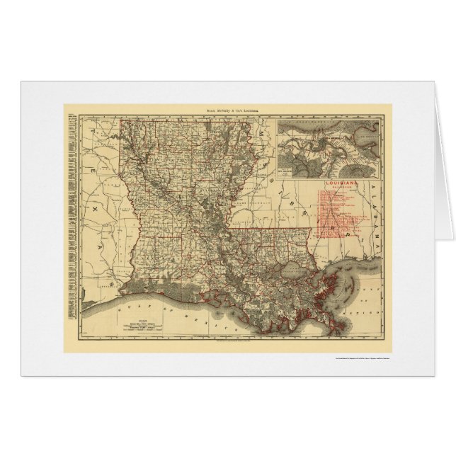 Carte 1896 de chemin de fer de la Louisiane (Devant horizontal)