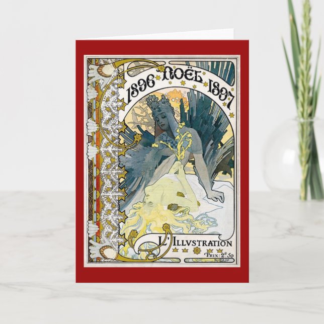 Carte 1896 NOEL 1897 Alphonse Maria Mucha (Devant)