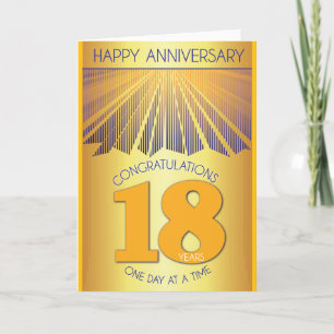 Carte 18 ans d'anniversaire sobre 12 Étapes Rayon Doré