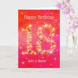 Carte 18e anniversaire - âge 18 étoiles chiffres - rouge