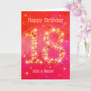 Carte 18e anniversaire - âge 18 étoiles chiffres - rouge
