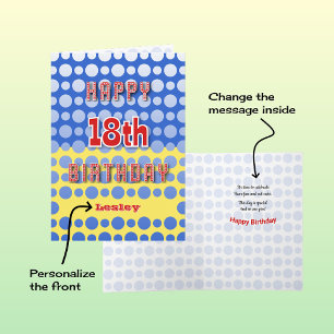 Carte 18e anniversaire ajouter cercles de nom motif