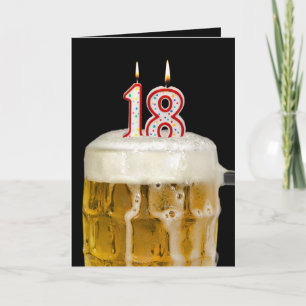 Carte 18e anniversaire Bière en noir