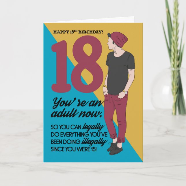 Carte 18e Anniversaire Carte, Amusants Et Branchés, Cart (Devant)