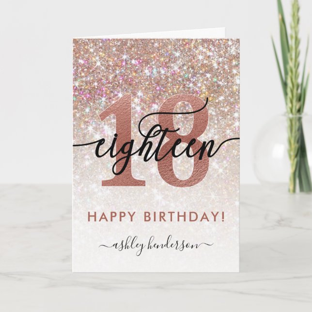 Carte 18e anniversaire Chic Parties scintillant Ombre (Devant)