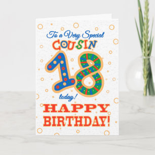 Carte 18e anniversaire coloré pour Cousin spécial