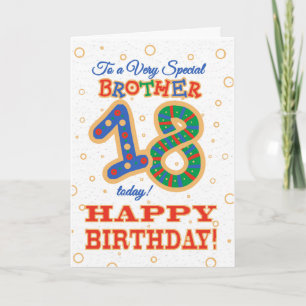 Carte 18e anniversaire coloré pour frère spécial