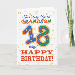 Carte 18e anniversaire coloré pour Grandson spécial