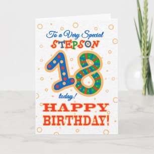 Carte 18e anniversaire coloré pour Special Stepson