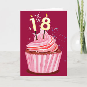 Carte 18e anniversaire - Cupcake rose