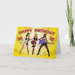 Carte 18e anniversaire de Rockin avec un groupe de fille