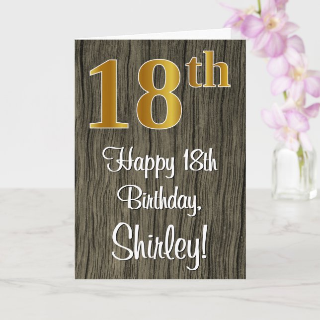 Carte 18e anniversaire : Elégant Faux Gold Look #, Faux  (Orchidée)