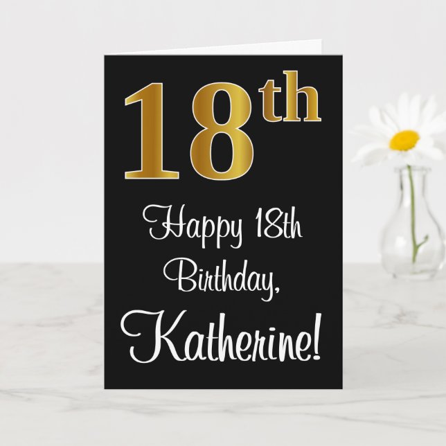 Carte 18e anniversaire ~ Elégant Luxueux Faux Gold Look  (Petite plante)