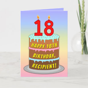 Carte 18e anniversaire — Fun Cake & Candles, avec nom pe