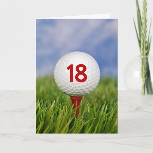 Carte 18e anniversaire Golf Ball on Red Tee (Devant)