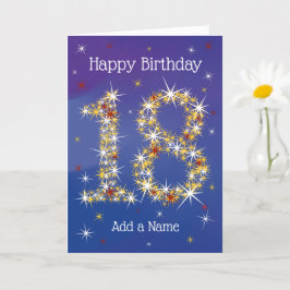 Carte 18e anniversaire - Nombres d'étoiles - Bleu - 18 a