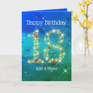 Carte 18e anniversaire - Nombres d'étoiles - Vert bleu -
