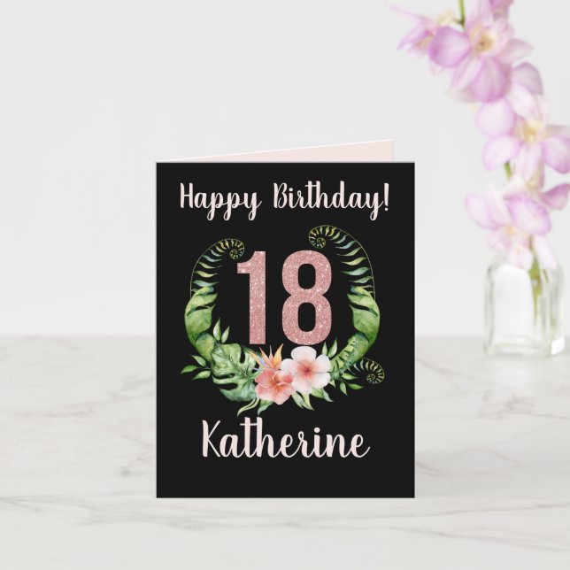 Carte 18e anniversaire Parties scintillant rose noire Ca (Orchidée)