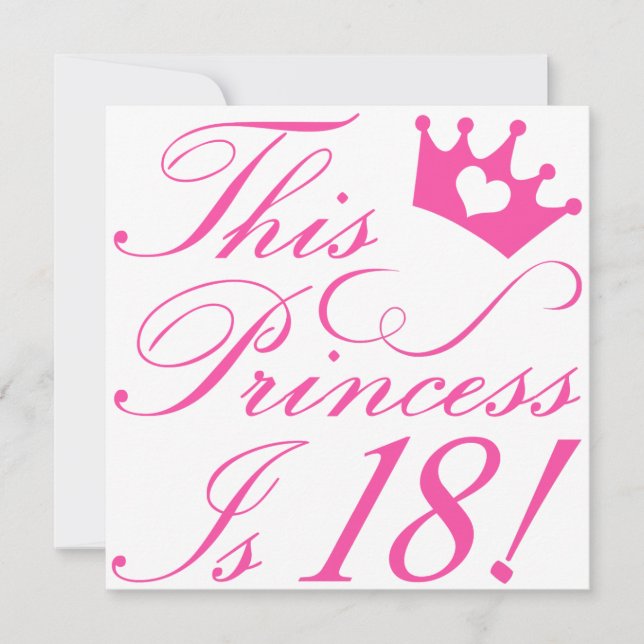 Carte 18e anniversaire Princesse (Devant)