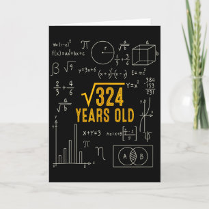 Carte 18e anniversaire Racine carrée de 324 J'aime les m